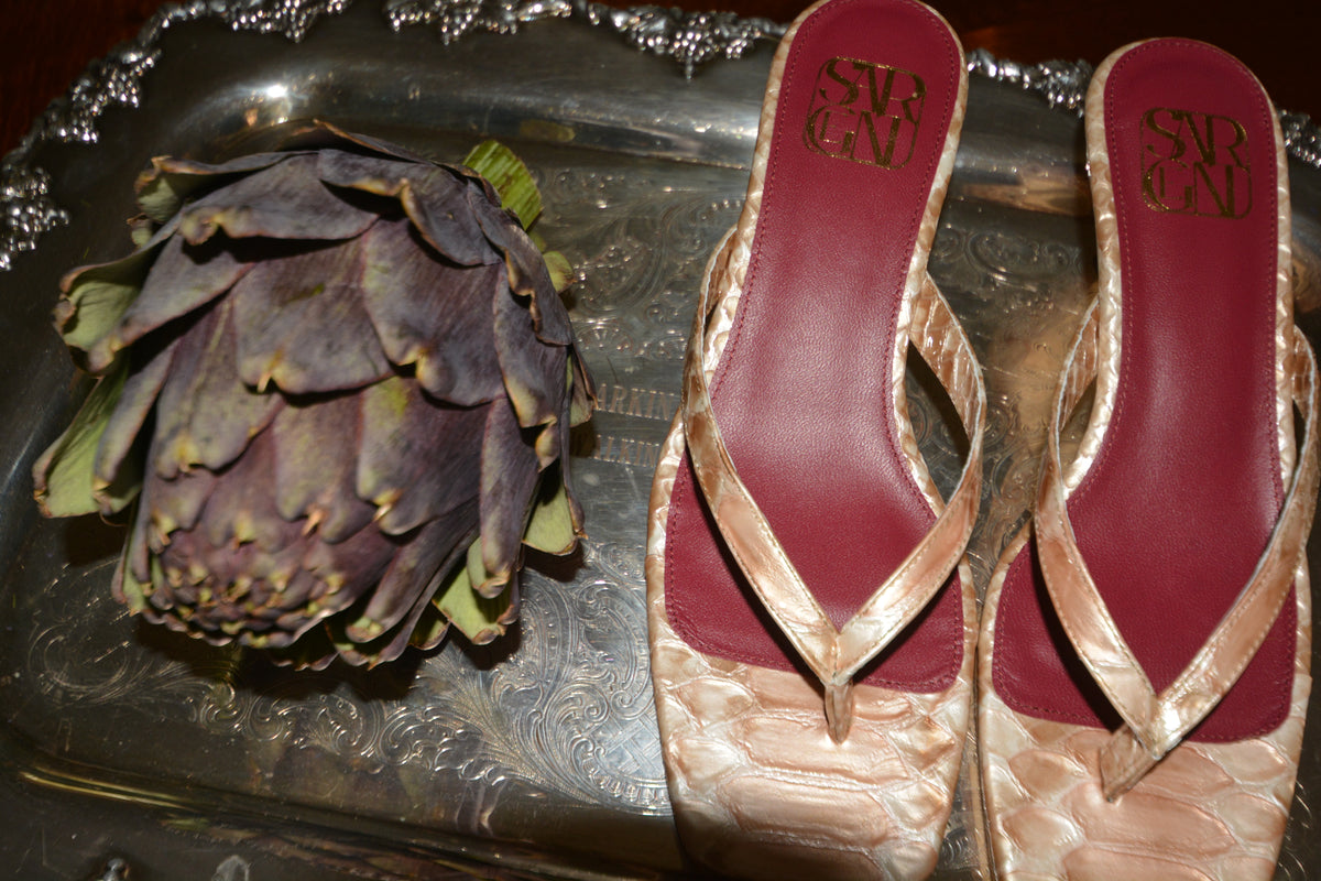 The Exotic Holly Heeled Sandal in Tawny, detail
