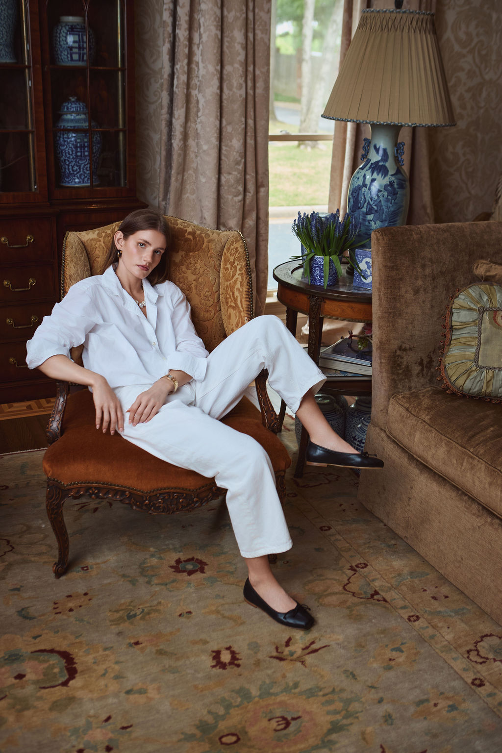 The Melissa Ballet Flat in Noir, styled